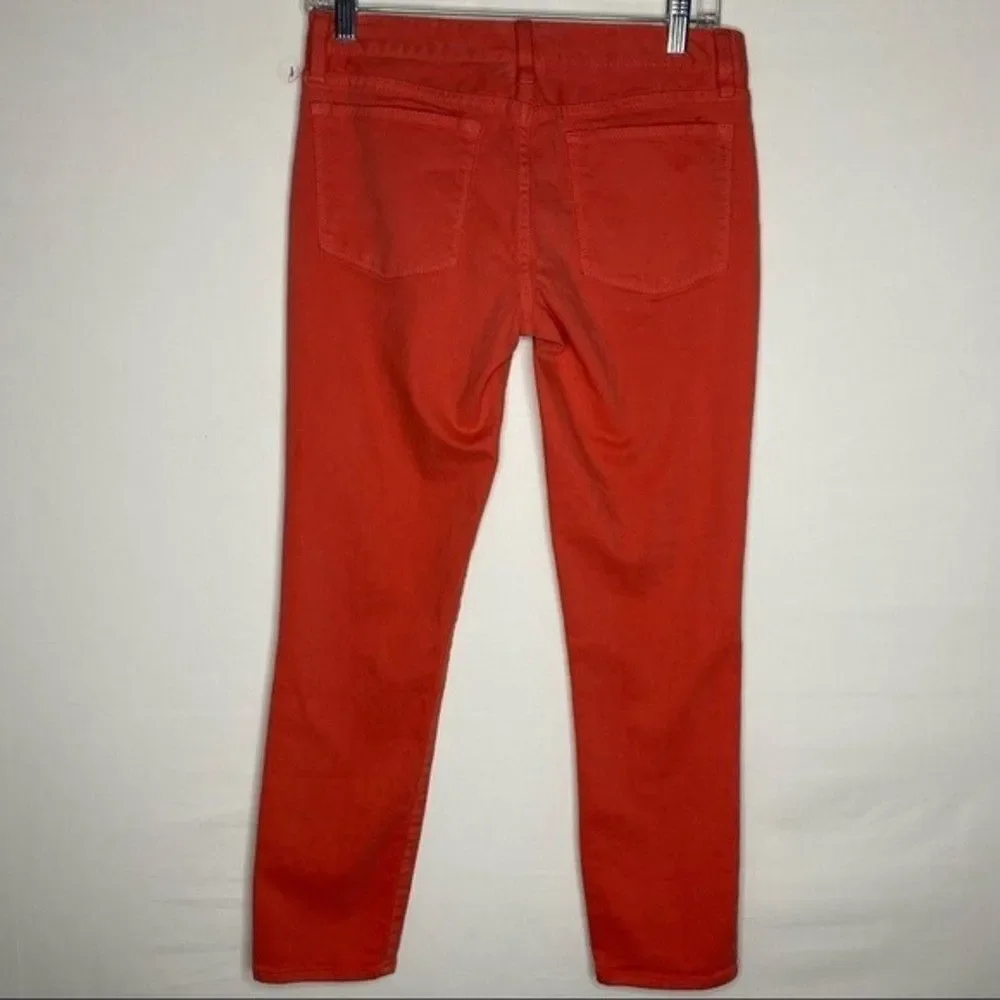 J Crew Pink Orange Denim Toothpick Ankle Skinny Jeans 27